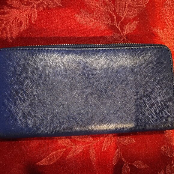 Anne Klein Blue Zip Around Long Wallet, Used - Picture 2 of 15